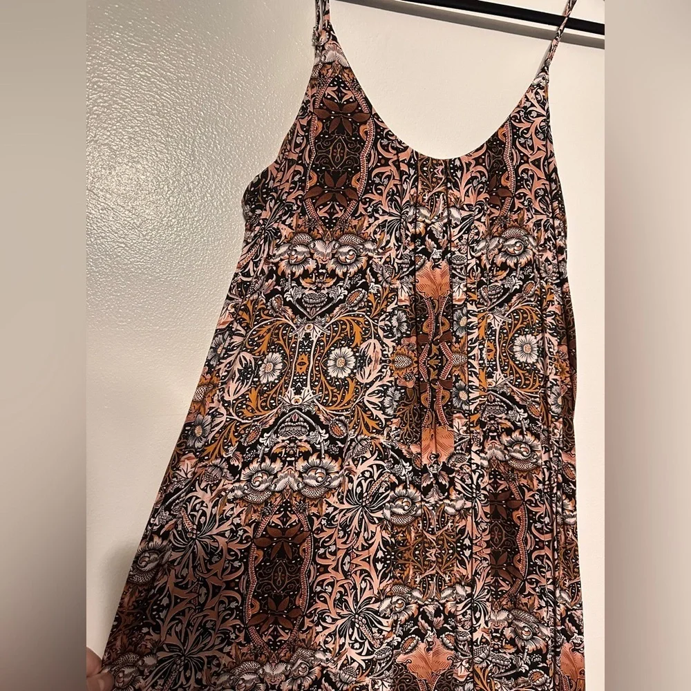 Rachel Zoe Boho Paisley Autumn Floral Maxi Dress Size Medium - Picture 2 of 5